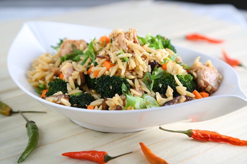 Orzo Fried Rice Recipe with Chicken