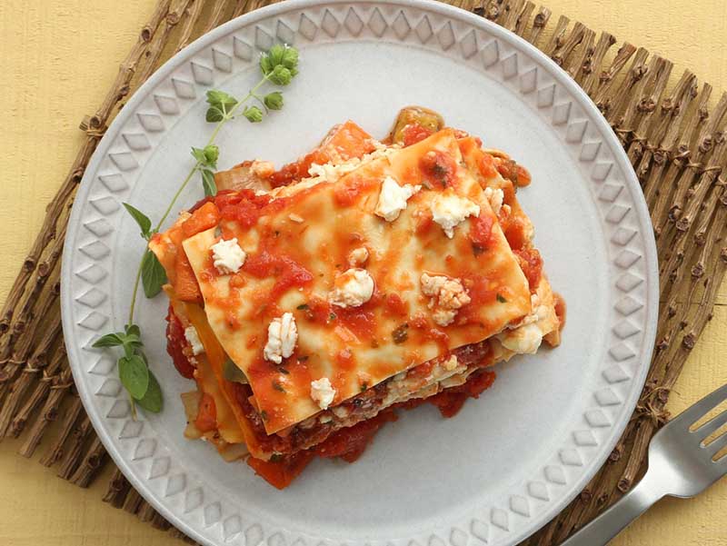 Roasted Vegetable Goat Cheese Lasagna