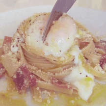 Ooey gooey and oh-so-delicious in a Spaghetti alla Carbonara. Happy World Egg Day. 