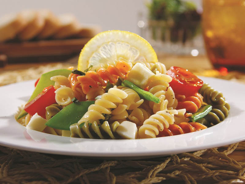 Tri-Color Rotini Pasta Salad with Cherry Tomatoes